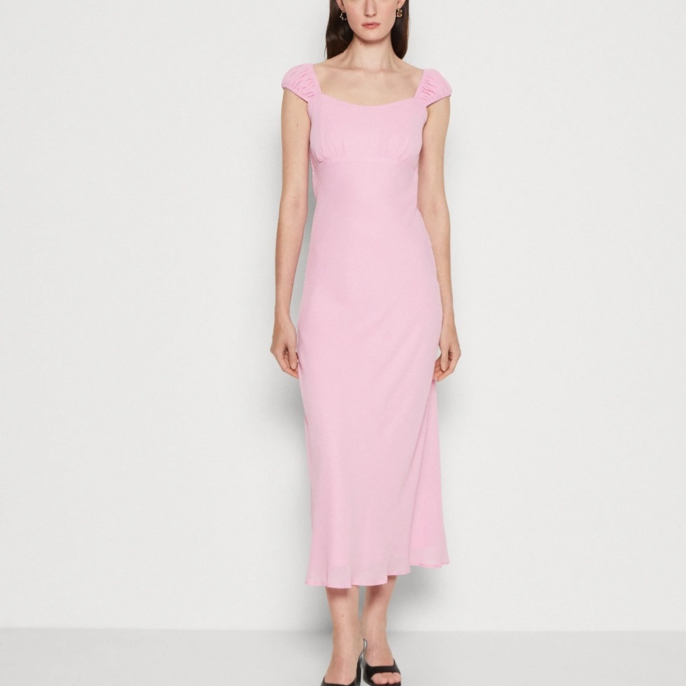 NWT Abercrombie and Fitch Pink Midi cap sleeve slip dress